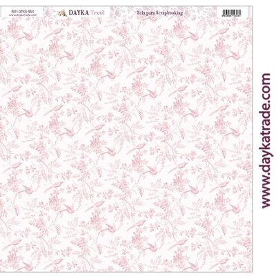 DTXS-954 - Tessuto per scrapbooking - Uccelli e rami rosa