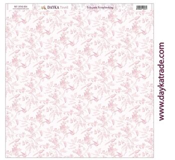 DTXS-954 - Tissu scrapbooking - Oiseaux et branches roses 1