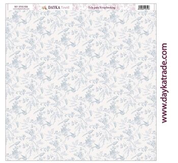 DTXS-958 - Tissu scrapbooking - Oiseaux et branchages bleus