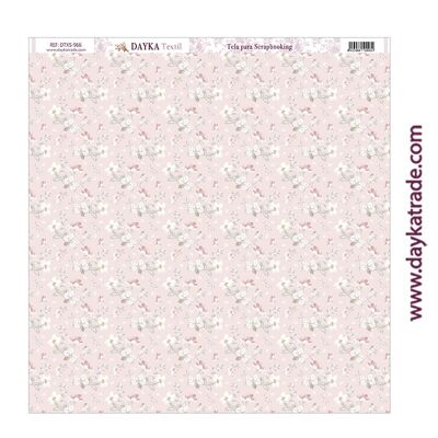 DTXS-966 - Tessuto per scrapbooking - Fiori vintage rosa
