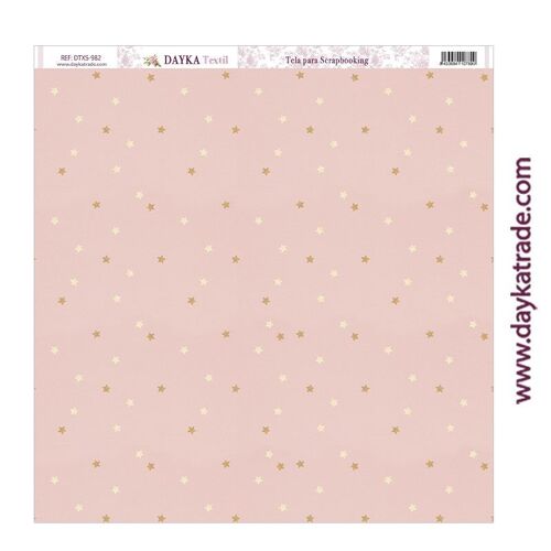 DTXS-982 - Tela para Scrapbooking - Estrella Dorada fondo rosa