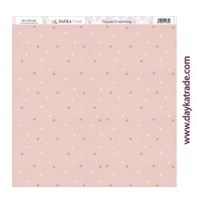 DTXS-982 - Scrapbooking Fabric - Gold Star pink background