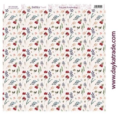 DTXS-984 - Tessuto per scrapbooking - Fiori e rami sfondo beige