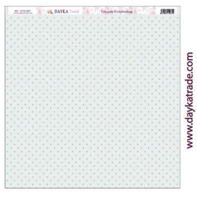 DTXS-997 - Tessuto per scrapbooking - sfondo blu con pois marroni