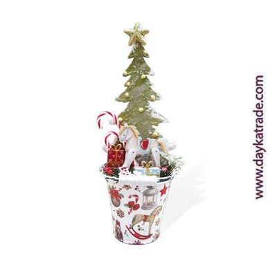 KIT-056 BUCKET WITH LITTLE HORSE, TREE AND GIFTS
