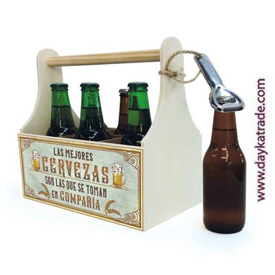 PRE-BEER - WOODEN BEER BOX WITH BOTTLE OPENER + PRE-DESIGNED FABRIC