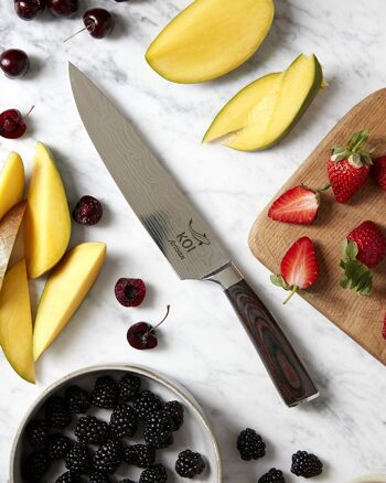 Couteaux de chef professionnels KOI ARTISAN - Lame tranchante comme un rasoir de 8 pouces - Meilleurs couteaux de cuisine - Couteaux japonais en acier inoxydable à haute teneur en carbone - Modèle élégant de couteau de chef 2