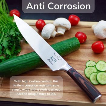 Couteaux de chef professionnels KOI ARTISAN - Lame tranchante comme un rasoir de 8 pouces - Meilleurs couteaux de cuisine - Couteaux japonais en acier inoxydable à haute teneur en carbone - Modèle élégant de couteau de chef 6