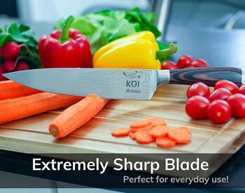 Couteaux de chef professionnels KOI ARTISAN - Lame tranchante comme un rasoir de 8 pouces - Meilleurs couteaux de cuisine - Couteaux japonais en acier inoxydable à haute teneur en carbone - Modèle élégant de couteau de chef 7