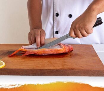 Couteau à désosser KOI ARTISAN - Lame de désossage du poisson et de la viande 6 pouces - Motif Damas élégant - Couteau de cuisine professionnel - Acier inoxydable japonais à haute teneur en carbone - Résistant aux taches et à la corrosion 5