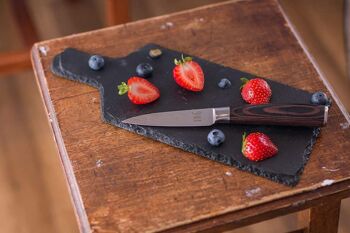 Couteau d'office style damas KOI ARTISAN - Rasoir de 3,5 pouces à bord tranchant - Couteau de chef en acier inoxydable à haute teneur en carbone - Couteaux de cuisine à manche en bois Pakka résistant à l'humidité 5