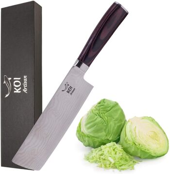 Couteau de cuisine KOI ARTISAN - Couteau de chef hachoir à fruits et légumes 7 pouces - Couteau de chef japonais traditionnel - Acier inoxydable à haute teneur en carbone - Couteaux de chef professionnels 1