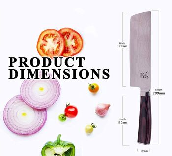 Couteau de cuisine KOI ARTISAN - Couteau de chef hachoir à fruits et légumes 7 pouces - Couteau de chef japonais traditionnel - Acier inoxydable à haute teneur en carbone - Couteaux de chef professionnels 2