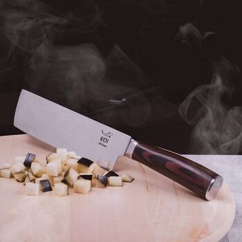 Couteau de cuisine KOI ARTISAN - Couteau de chef hachoir à fruits et légumes 7 pouces - Couteau de chef japonais traditionnel - Acier inoxydable à haute teneur en carbone - Couteaux de chef professionnels 3