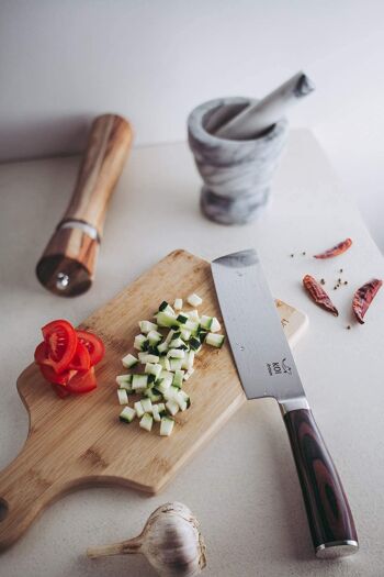 Couteau de cuisine KOI ARTISAN - Couteau de chef hachoir à fruits et légumes 7 pouces - Couteau de chef japonais traditionnel - Acier inoxydable à haute teneur en carbone - Couteaux de chef professionnels 4