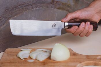 Couteau de cuisine KOI ARTISAN - Couteau de chef hachoir à fruits et légumes 7 pouces - Couteau de chef japonais traditionnel - Acier inoxydable à haute teneur en carbone - Couteaux de chef professionnels 6