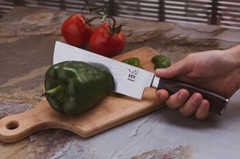 Couteau de cuisine KOI ARTISAN - Couteau de chef hachoir à fruits et légumes 7 pouces - Couteau de chef japonais traditionnel - Acier inoxydable à haute teneur en carbone - Couteaux de chef professionnels 7