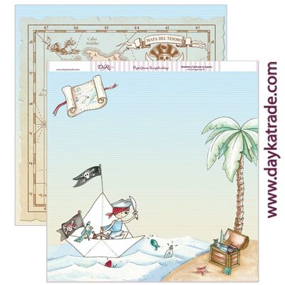 SCP-210 Papel scrapbooking "Pirata y mapa del tesoro"