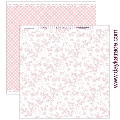 SCP-265 Papel scrapbooking "Floral con pajaritos, mariposas" Dayka Trade