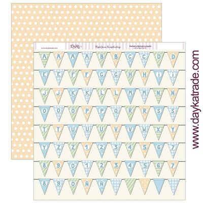 SCP-276 Scrapbooking-Papier „Partywimpel mit Buchstaben und Zahlen“ Dayka Trade