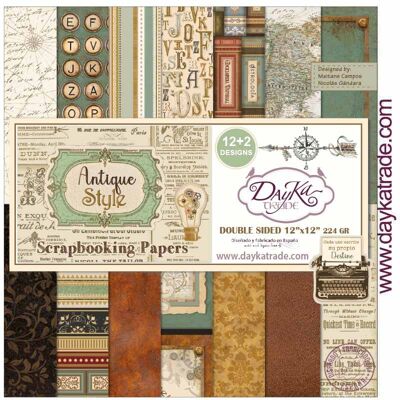 SCP3031  KIT COLECCIÓN SCRAP "ANTIQUE STYLE“12X12 pulgadas