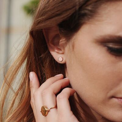 Natural rose quartz stone earrings 6mm - Ariane