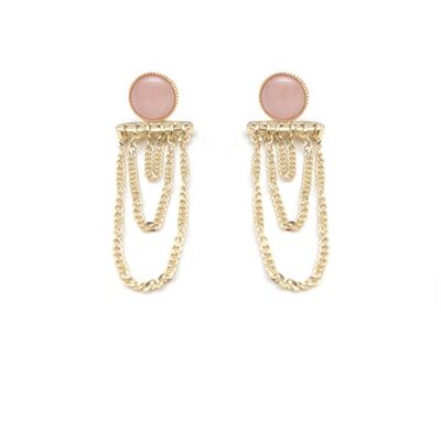 Ariane earrings pendant chains - Rose Quartz
