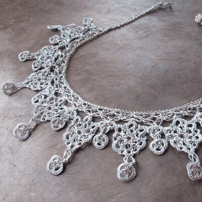 Handmade necklace "SONYA", cloud gray
