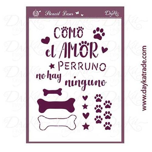 T-3356 Stencil FRASE PERROS A4 Dayka