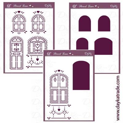 T-3420 Stencil PACK OF 3 WINDOWS AND DOORS STENCIL