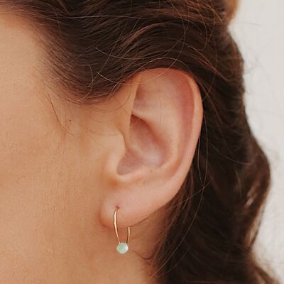 Anti-allergenic hoop earrings in natural green aventurine stone - Essential