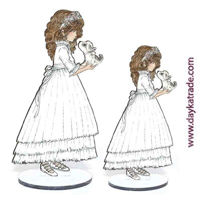 TLP-010M FIGURE 2D D'UNE FILLE DE COMMUNION PEINTE AVEC SUPPORT