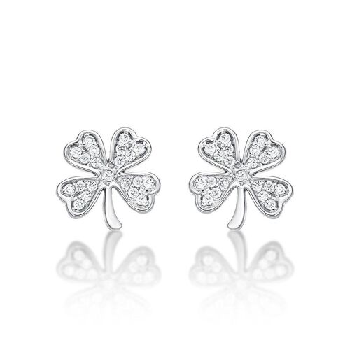 925 Sterling Silver 4 Leaf Clover Stud Earrings for Women
