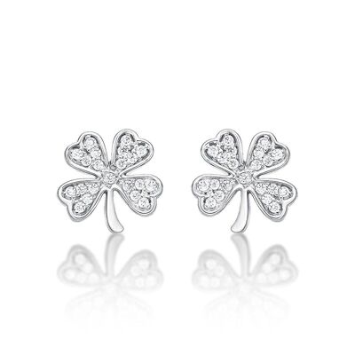 925 Sterling Silver 4 Leaf Clover Stud Earrings for Women
