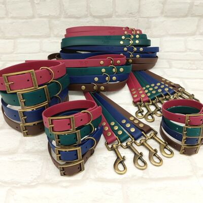 Waterproof BioThane© mixed colour Dog Collar and Lead Bundle - Country Collection Bundle
