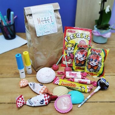 Sachet Bonbon des années 70 - " Merci nounou" - Collection arc-en-ciel