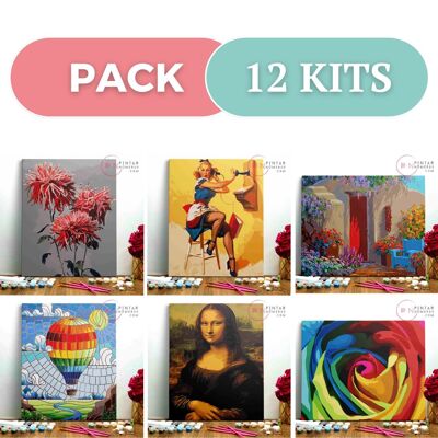 WELCOME PACK 12 PAINTING BY NUMBERS ® KITS - (Paint by Numbers Framed 40x50cm)