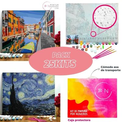 PACK 25 PAINTING BY NUMBERS ® KITS - (Paint by Numbers Framed 40x50cm)