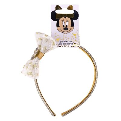 Rigid Headband - with Bow and Minnie Badge - Gold