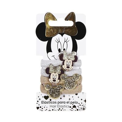 Set mit 4 Haarbändern – mit Minnie Mouse-Abzeichen – 2 Gold und 2 Silber