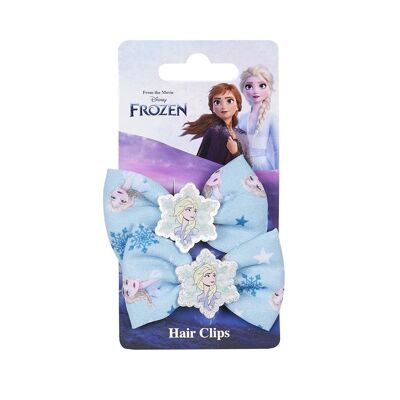 Set mit 2 Haarspangen „Frozen“ – mit Schleife und Abzeichen
