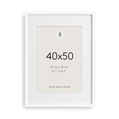 Cadre photo blanc, 40x50 - Fabriqué sur commande