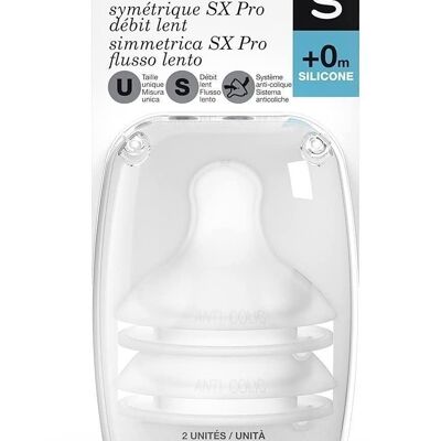 SUAVINEX, 2 x TETAS SIMÉTRICAS SX PRO SILICONA Flow S 0M+