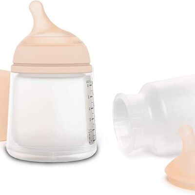 SUAVINEX, Zerø BIBER BOTTLE PACK,Zerø 180ML Special Breastfeeding + Teat + Silicone Pocket