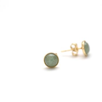 Puces d'oreilles 6mm en pierre naturelle d'aventurine verte - Puces Ariane 6mm 2