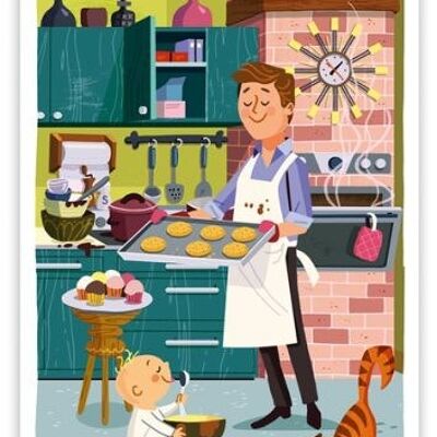 Papà che cucina con il bambino (SKU: 0671)