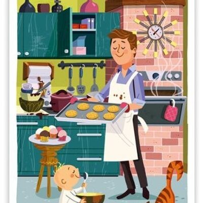 Father baking with kid (SKU: 0671)