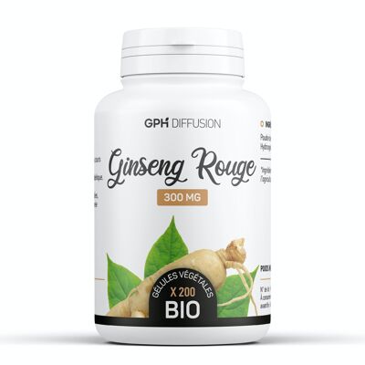 Organic red ginseng - 300 mg - 200 vegetable capsules