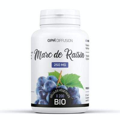Marc de raisin Biologique - 250 mg - 200 gélules végétales