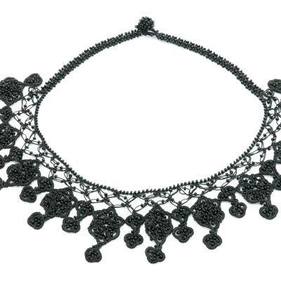 Handgefertigte Halskette "SONYA", Carbon schwarz